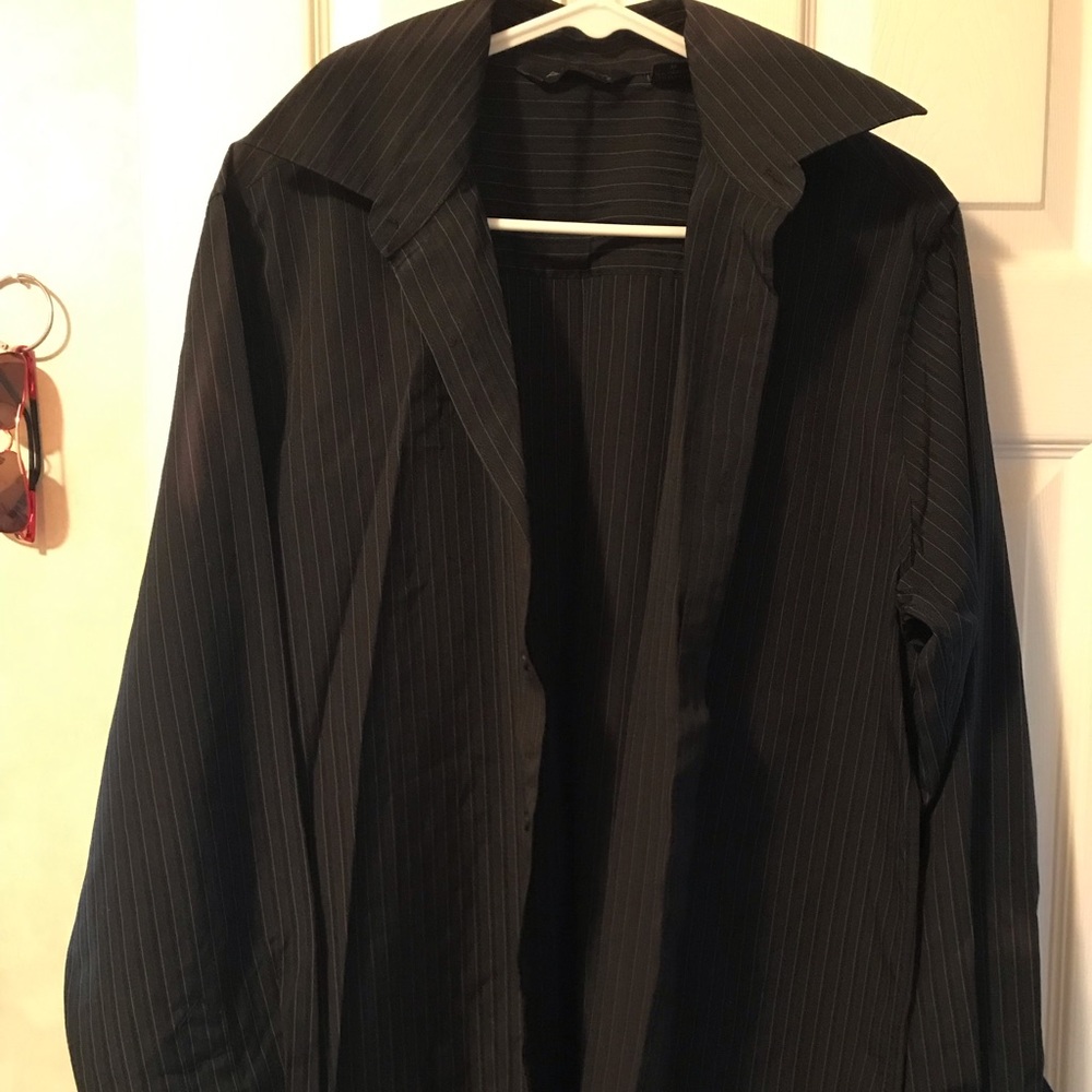 Mens Axist button down dress shirt black w stripes